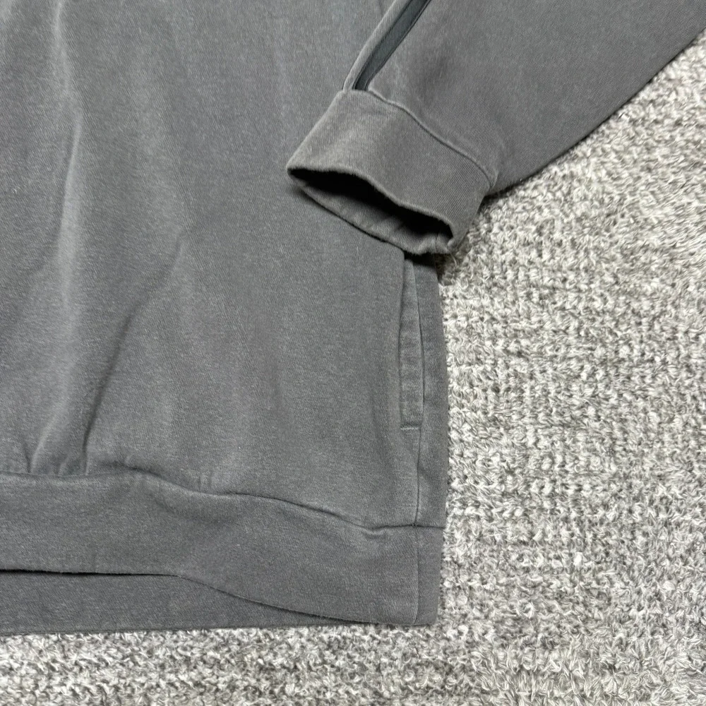 Adidas Mens Hoodie Size L Gray Pullover Sweatshirt Spell Out Logo 3‎ Stripe